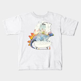 Dinosaur Stegosaurus in the Shower Kids T-Shirt